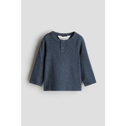 RIBBED COTTON HENLEY SHIRT