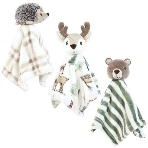 Hudson Baby Animal Face Security Blanket 3-Pack, Forest Animals, One Size