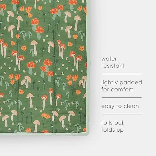 Little Unicorn 5'x5' Outdoor Family Picnic & Beach Blanket | Durable & Water-Resistant Fabric | Compact Fold & Easily Wipes Clean | Zipper Pocket (Woodland Mushroom)