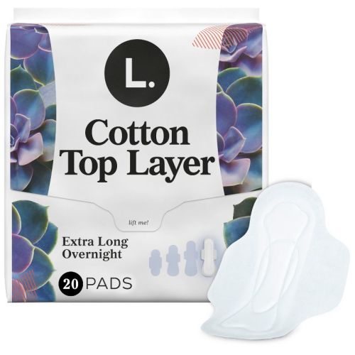 L . Organic Cotton Maxi Extra Long Overnight Pads - 28ct