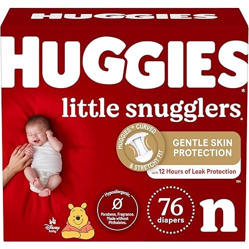 Huggies Newborn Diapers Little Snugglers Newborn Diapers, Size Newborn (up to 10 lbs), 76 Count