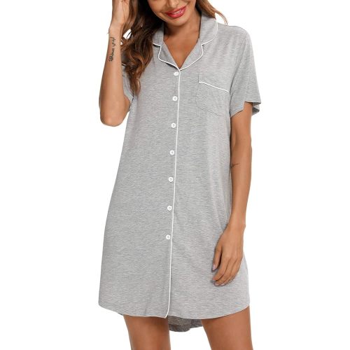 Senert Nightgowns for Women Short/Long Sleeve Sleep Shirt Button Down Night Gowns Maternity Pajamas Nursing Dress Sleepwear