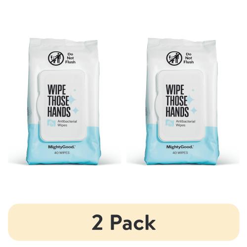 (2 pack) MightyGood. 40 Count Wipe Those Hands Antibacterial Wipes, Fragrance and Alcohol Free (1 Pack) MGSWTH40CT16