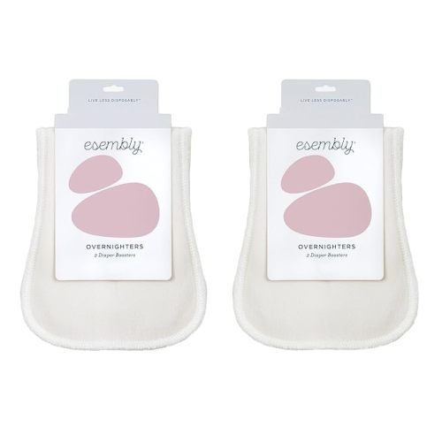 Esembly Overnighters, Cloth Diaper Doubler, Absorbency Booster, Reusable Organic Cotton Diaper Stay-Dry Liner for Nighttime or Heavy Wetters, Super Thirsty Cloth Diaper Insert, One Size, Pack of 4