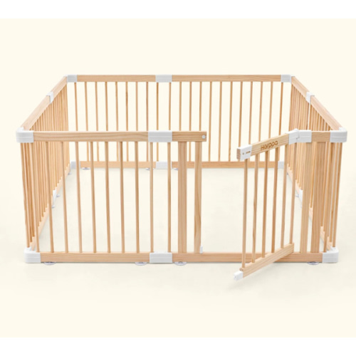 HARPPA Wooden Baby Gate Playpen | Non-Toxic Foldable DIY Adjustable Play Yard for Infants & Toddlers – Natural Finish Baby Fence for Small & Large Spaces