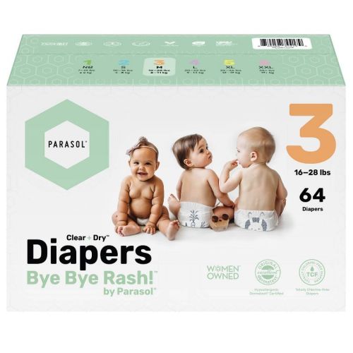 Parasol Clear+dry Natural Disposable Diapers - Size 3 - 64ct