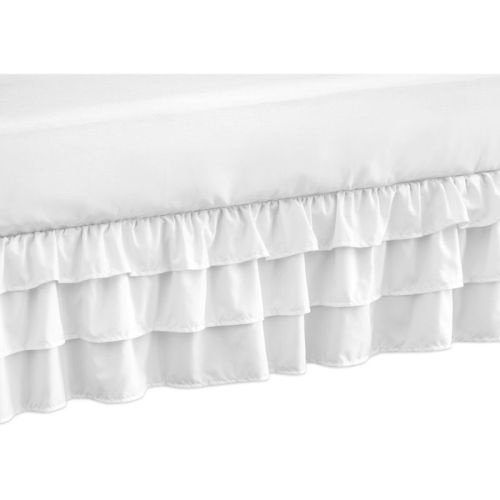 Sweet Jojo Designs Boy, Girl, Gender Neutral 3 Tiered Ruffle Crib Bed Skirt Harper White