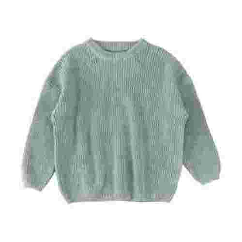 FAOWME Toddler Baby Girl Boy Knit Sweater Round Neck Long Sleeve Pullover Sweatshirt Fall Winter Clothes Light Blue 3-6 Months