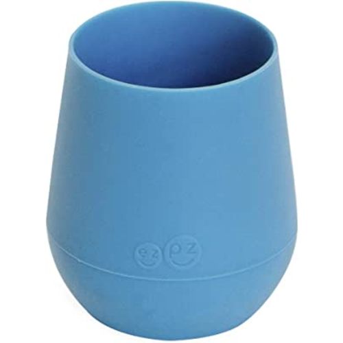 ez pz Tiny Cup (Blue) - 100% Silicone Training Cup for Infants - Designed by a Pediatric Feeding Specialist - 4 months+ - Baby-led Weaning Gear & Baby Gift