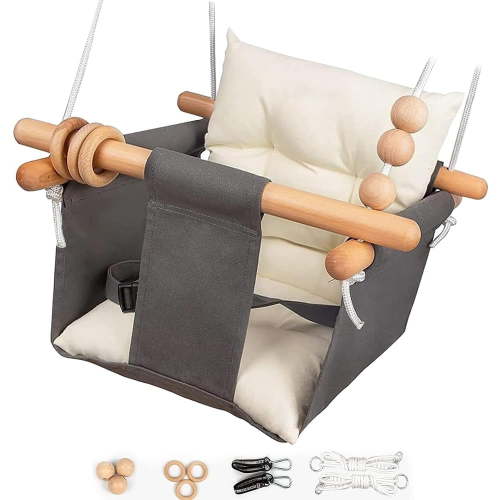 Baby Swing Outdoor Indoor Toddler Swing Seat with Safety Belt, Canvas Hanging Swings Outside Tree Swing Great Gift for Baby Boys Girls Kids Lovers