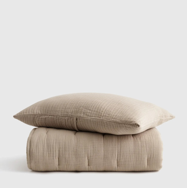Organic Cotton Gauze Toddler Quilt & Sham Set in Dune