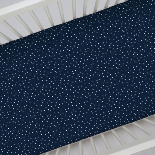 Carter's 100% Cotton Sateen Fitted Crib Sheet - Navy With White Stars