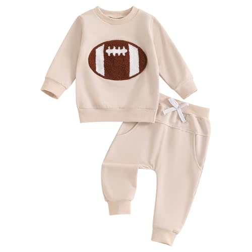 Baby Boys Cute Football Print Long Sleeve Sweatshirts and Stripe Long Pants Toddler Fall Winter Outfits