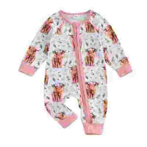 Okbabeha Western Baby Boy Girl Clothes Newborn Cowboy Outfit Fall Highland Cow Jumpsuit Infant Country Cowgirl Romper
