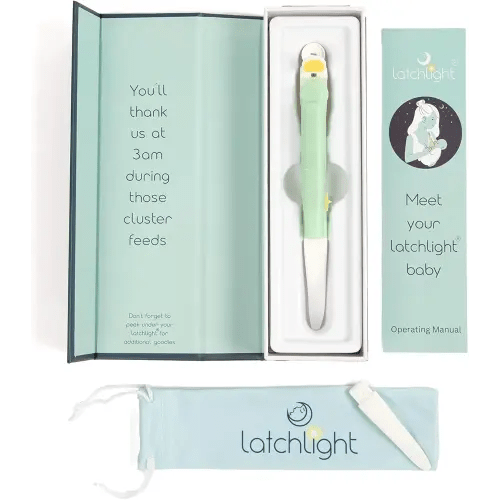 Sleep Friendly Night Light for Breast/Bottle Feeding. Unique Tip for Positioning Baby's Lips for Improved Latch. A Must Have for Baby Shower, Registry, Nursery, & Pregnancy Hospital Bag.