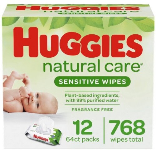 Huggies Natural Care Sensitive Baby Wipes, Unscented Flip-Top Packs - 12pk/768ct
