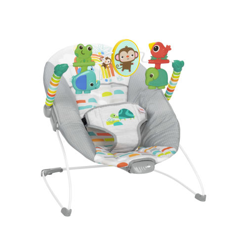 Bright Starts Playful Paradise Vibrating Infant Bouncer, Adjustable, Unisex, Newborn +