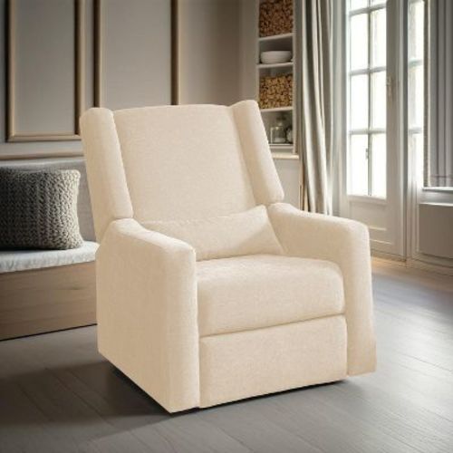 Luxury Power Motion Recliner with USB Charging, Swivel, and Lumbar Support for Nursery Comfort in Cream