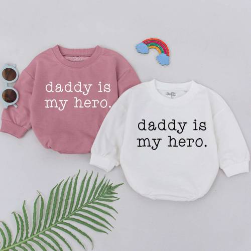 Daddy Is My Hero Romper, Retro Daddy's Girl Romper, Daddy Baby Outfits, Father's Day Gift For Daughter, Baby Shower Gifts, Newborn for Girls