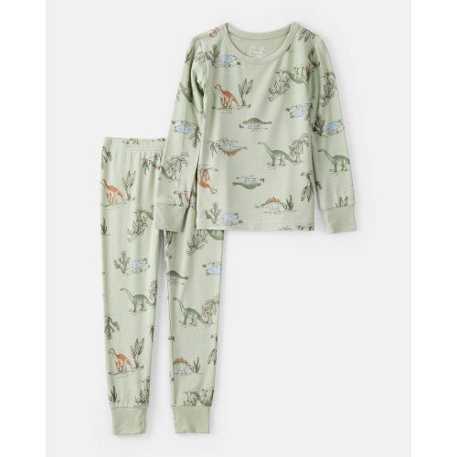 Toddler Boy Dinosaur Print PurelySoft Long-Sleeve 2-Piece Pajamas - Green - Carter's | Carter's