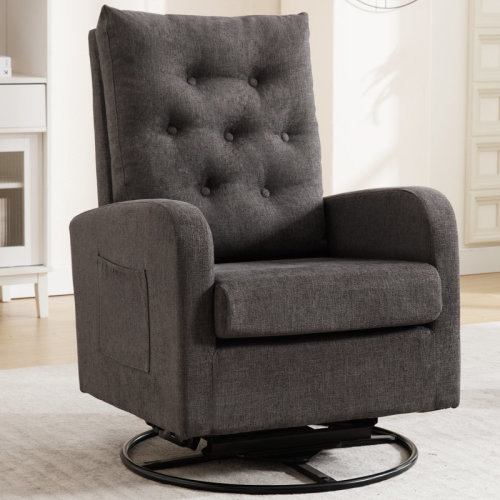 Ebern Designs Tahliyah Upholstered Swivel Rocker Glider Nursery Chair with High Back & Reviews | Wayfair