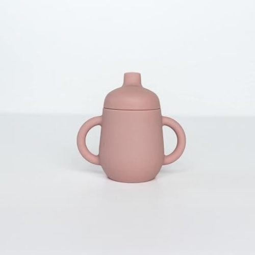 TushBaby Training Cup for Kids- Ergonomic Grip, Dishwasher Safe, BPA & PVC Free, Lightweight and Durable, Perfect for Transition from Bottle, 6+month (Pink)