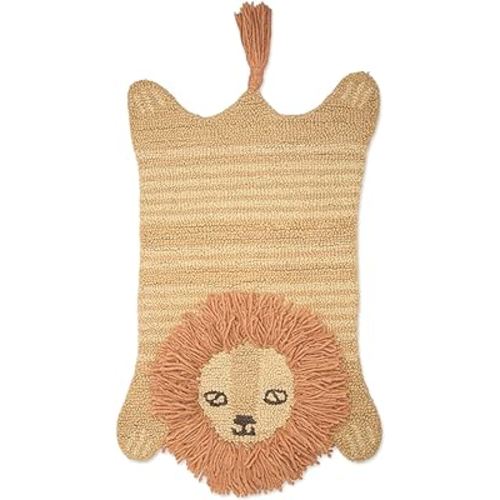 Crane Baby Safari Nursery and Toddler Room Décor, Wool Floor Rug for Boys and Girls, Lion Shape, 23" x 36"