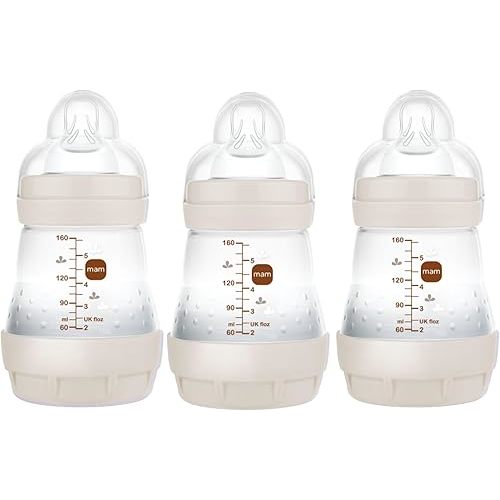 MAM Easy Start Anti-Colic Baby Bottle, Slow Flow, Breastfeeding-Like Silicone Nipple Bottle, Reduces Colic, Gas, & Reflux, Easy-to-Clean, BPA-Free, Vented Baby Bottles For Newborns, 0-3 Months