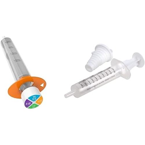 EZY DOSE Kids Baby Oral Syringe & Dispenser, True Easy Design, Color Coded, 10 mL/2 TSP with Bottle Adapter, 10 mL/2 TSP, Clear