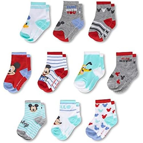 ABG Accessories Girls & Boys Minnie, Mickey Mouse, Baby Shark, Justice League 10-Pack Infant Sock 0-24 Months