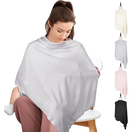 MVUOCR Breathable Nursing Cover, Breastfeeding Cover for Women, Privacy Nursing Covers Up for Breastfeeding, Multi-Use Ponchy Nursing Covers, Scarf, Shawl (Grey)