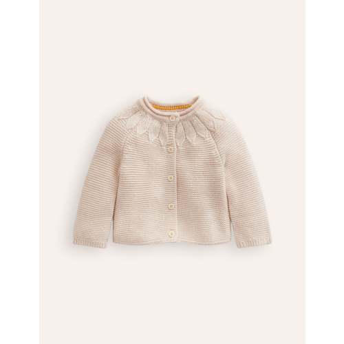 Pointelle Yoke Cardigan-Ivory