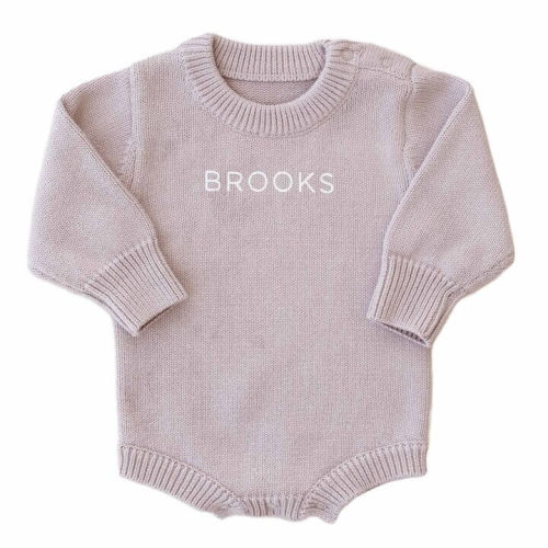 Personalized Knit Sweater Bubble Romper | Solid