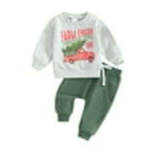Toddler Baby Boy Girl Christmas Outfit Infant My First Christmas Sweatshirt Jogger Pants Clothes Set