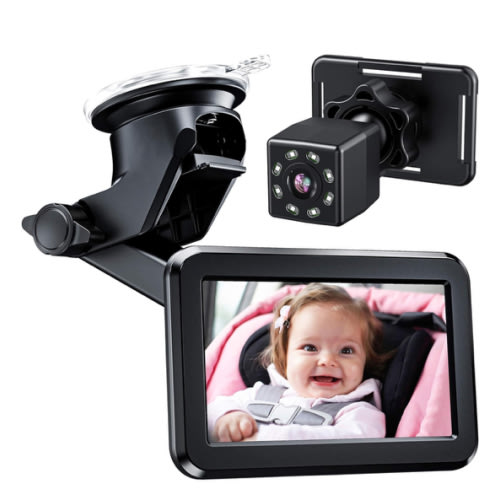 Itomoro Baby Car Mirror, Back Seat Baby Car Camera with HD Night Vision Function Display, Reusable Sucker Bracket, Wide View, 12V Cigarette Lighter, Easily Observe The Baby’s Move