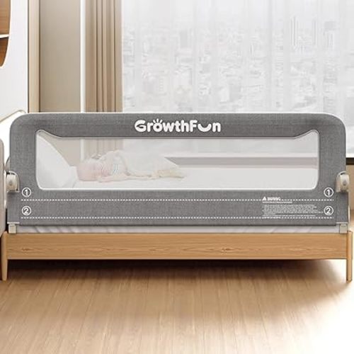 Foldable Bed Rail for Toddlers, 71in Reinforced Carbon Steel Frame&Connectors, Breathable Cationic Fabric - Safety Toddler Bed Rails for Queen, King, Twin, Full, No-Tool Setup.