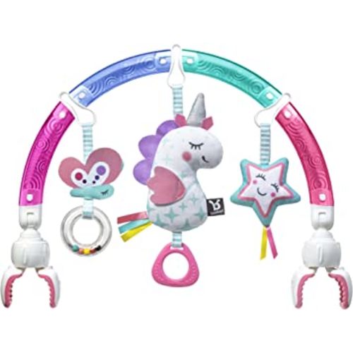 BENBAT Baby Stroller Arch Toy Rainbow Dazzle Friends Play Bar. Fun Newborns Sensory Activity, Adjustable for Bouncers and Car Seat, Unicorn