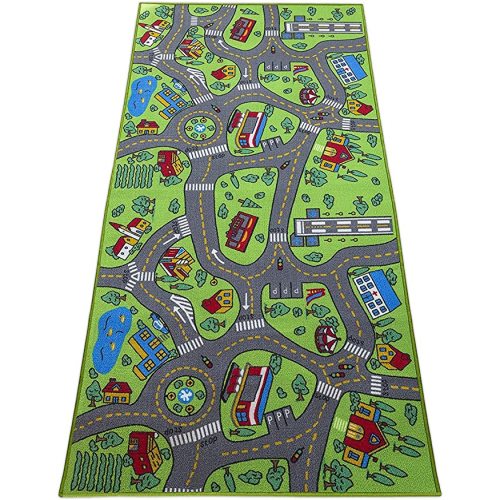 Kids Rug Carpet Playmat City Life Learn Have Fun Safe, Children's Educational, Road Traffic System, Multi Color Activity Centerpiece Play Mat! for Playing with Cars for Bedroom Playroom - Large Road Rug