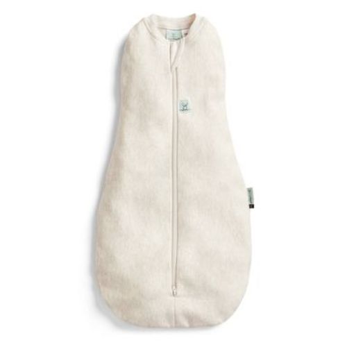 ergoPouch Baby Organic Cocoon Swaddle Wrap Sack 1.0 TOG - Oatmeal Marle 0-3m: Sleeveless, Two-Way Zipper, Jersey, Crew Neckline