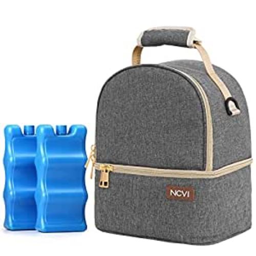 Amazon.com : NCVI Breastmilk Cooler Bag with 2 Ice Pack, Breast Pump Bag with Cooler Fits 6 Bottles, Double Layer Breast Milk Baby Bottle Cooler Bag, for Travel, Nursing Mom Daycare, Work, Picnic (Grey) : Baby
