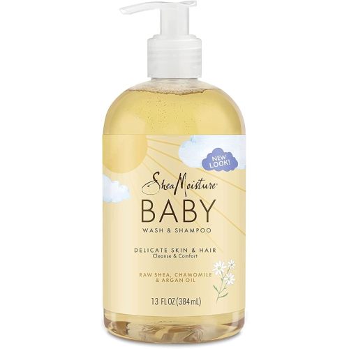 SheaMoisture Baby Wash & Shampoo for All Skin Types Raw Shea, Chamomile & Argan Oil Baby Wash and Shampoo with Frankincense & Myrrh to Help Cleanse 13 oz, Gold, Packaging may vary