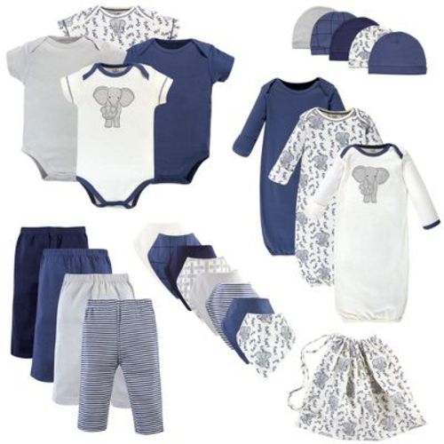 Touched By Nature Baby Boy Organic Cotton Layette Set And Giftset, Elephant, 0-6 Months