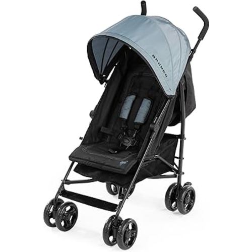 Bright Starts Ford Bronco HighGear Stroller, Lightweight Foldable Stroller with Sport Details, Large Storage Basket, Anti-Shock & Lockable Wheels, Unisex Area 51 Blue/Green