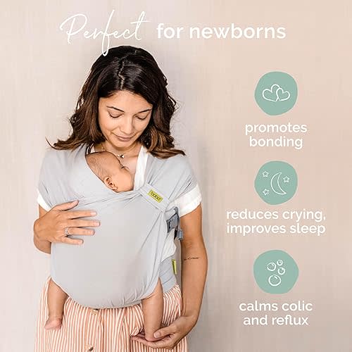 Boba Bliss Baby Carrier Newborn to Toddler (7-35 lbs) - Hybrid 2-in-1 Baby Wrap & Carrier, No-Tie Baby Wraps Carrier, Hip-Healthy Baby Sling Carrier, Soft & Stretchy Baby Carrier Wrap (0-18 Months)