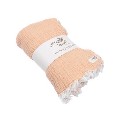 Little Fishies Gauze Receiving Blanket - Peach Fuzz
