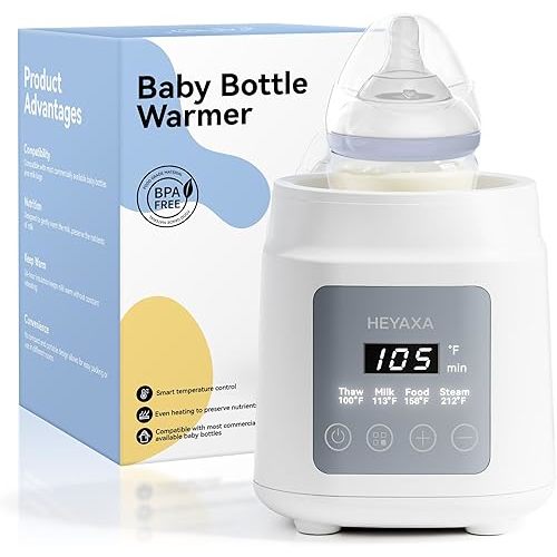 Bottle Warmer with Even Heating to Prevent Nutrient Loss from Fast Heating, Baby Bottle Warmer for Breastmilk & Formula, Accurate Temp Control, Defrost, Keep Warm, Heat Baby Food (White)