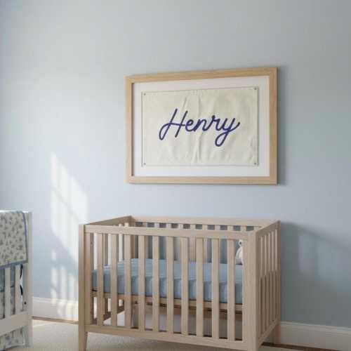 Personalized Baby Name Canvas Banner, Hand-Tufted Nursery Decor