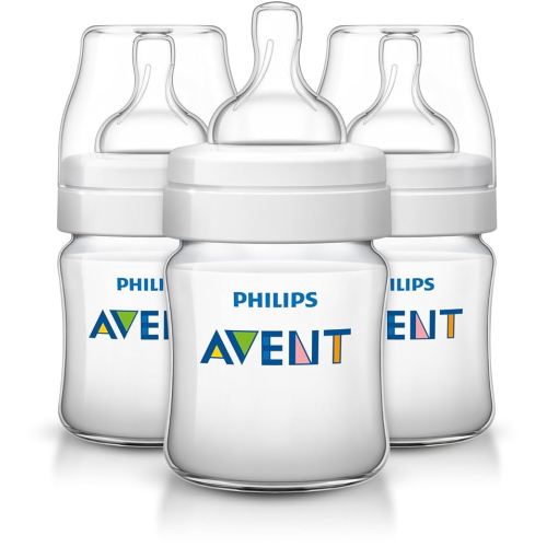Philips Avent Anti-colic Baby Bottles Clear, 4oz, 3 Piece