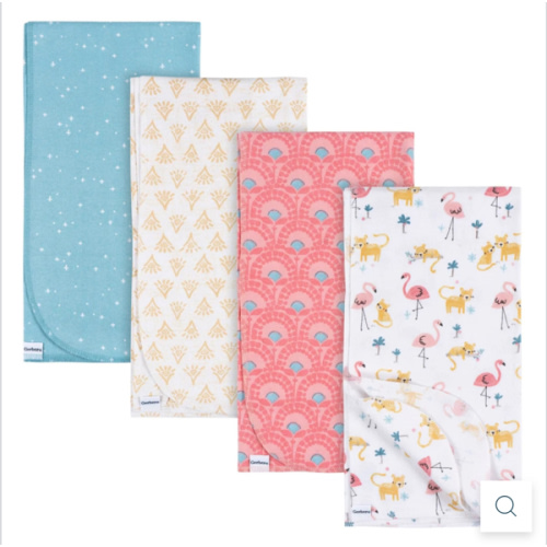 4-Pack Baby Girls Animal Geo Flannel Blankets – Gerber Childrenswear
