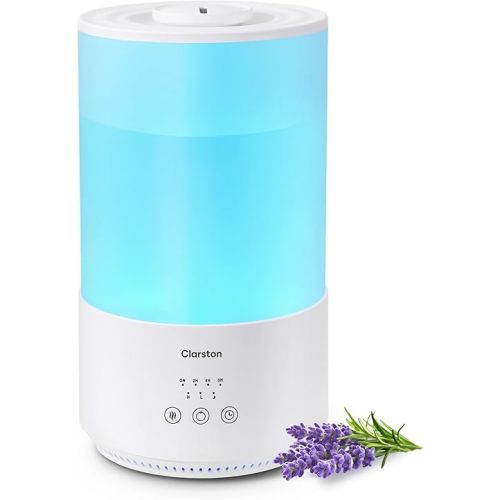 Humidifiers for Bedroom, 4L Cool Mist Humidifier with Essential Oils Diffuser and Nightlight, Top Fill Humidifiers for Home Large Room, Timer, Auto Shut-off, 40H Runtime